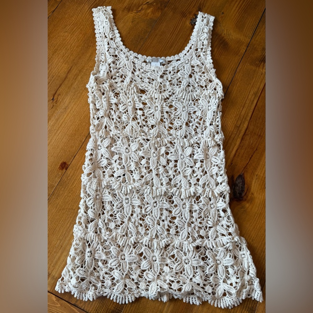 Solitaire Cream Crochet Dress/Coverup